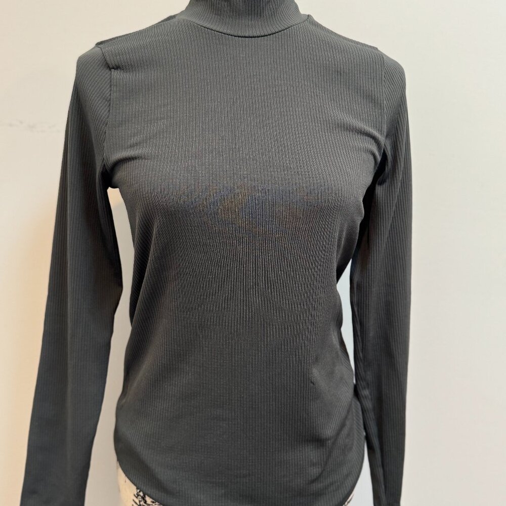 Long Sleeve, Olive Green, Ribbed Athleta Mock Top, Size M